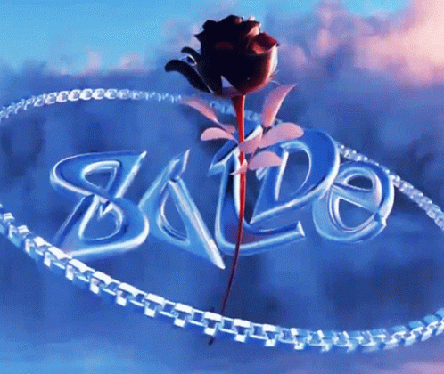 a rose hanging from a string and a word above it