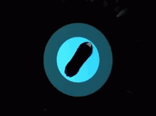 a black and yellow circular object with only one black object
