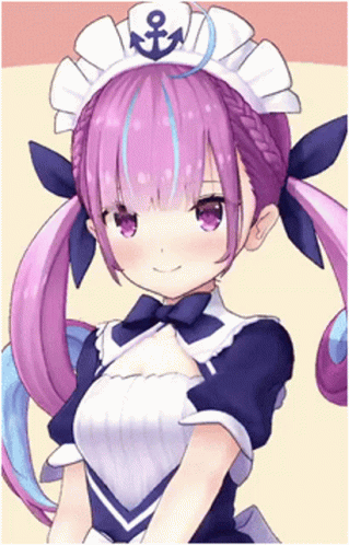 an anime character with long purple hair wearing a purple outfit