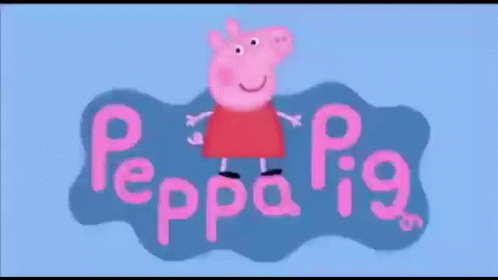 a picture of peppa pig on the left and pink on the right