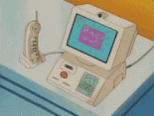 a cartoon image of an old portable device on the bedside table