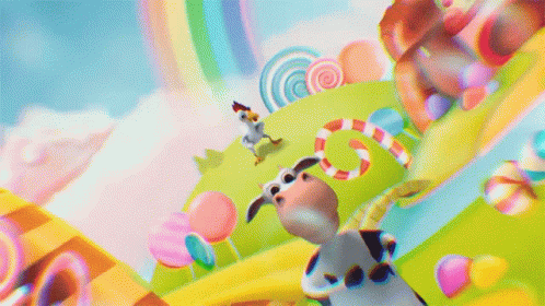 an animal is in a colorful game scene