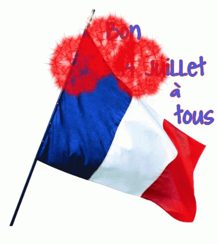 a french flag waving with words on it