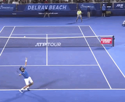 a professional tennis player taking a swing at the ball