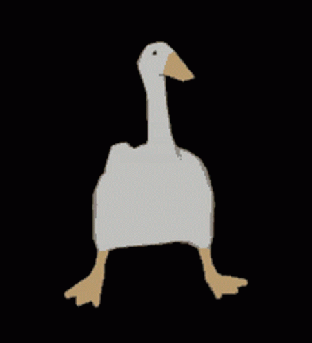 a white duck floating across a black sky
