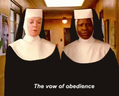 there are two people dressed in nun suits