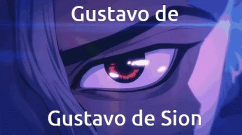 a close up of a person's eye and the words gustvo de sin on it