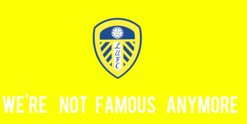 a blue banner with the words we're not famous anymore