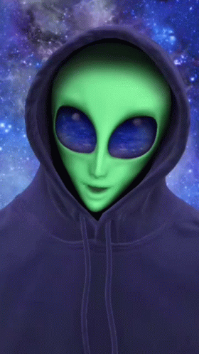 a digital artwork of an alien with two eyes