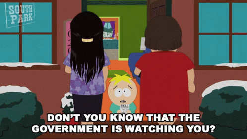 cartoon character watching tv that tells if government is watching you