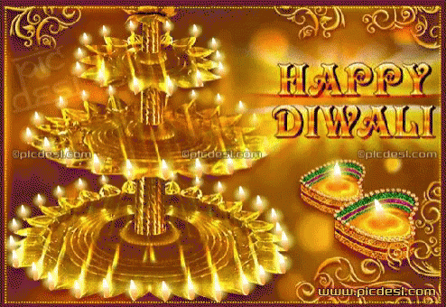 happy diwali greeting with water droplets and candles