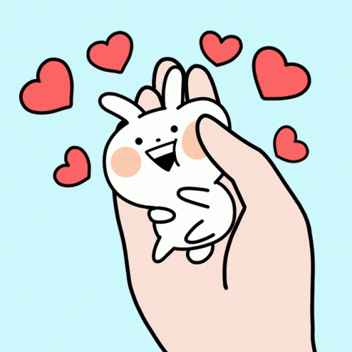 an illustration of a hand holding a baby bunny