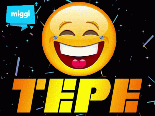 a smiling blue emotication with the text't - pepe'over it