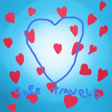 blue hearts are in the shape of a heart that says self travels
