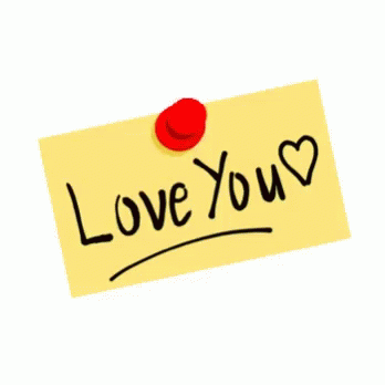 a sticker pinned to a blue sticky notes with the words love you