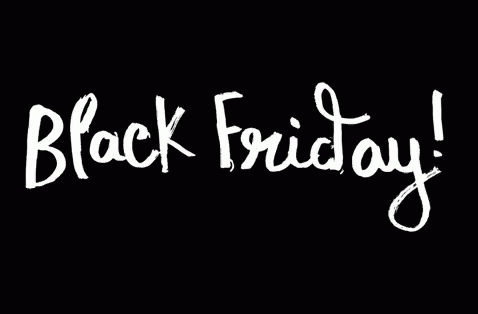 the word black friday is written in white letters on a dark background