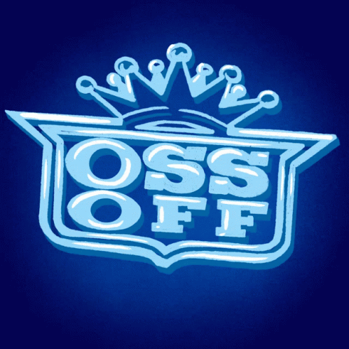 golden boss off logo on a maroon background