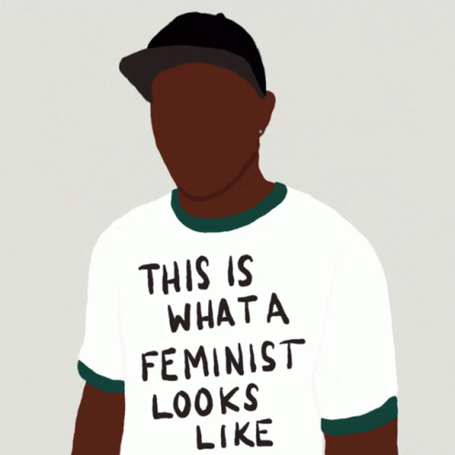 a blue silhouette is wearing an against feminist t - shirt