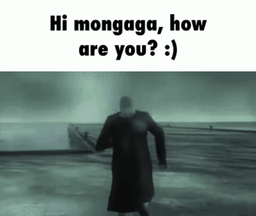 man standing in snow with long coat with words that say hi monegaa, how are you?