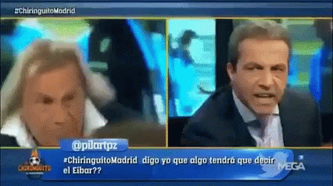 two people are shown talking on television with text in each of the pictures