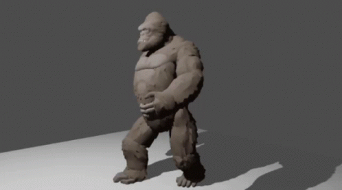 a 3d model of an animated gorilla that is standing on one foot