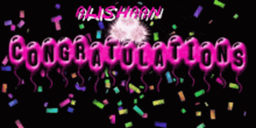 an image of congratulations text with confetti and streamers