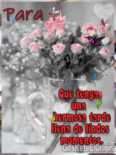 a picture of flowers and an inscription in spanish