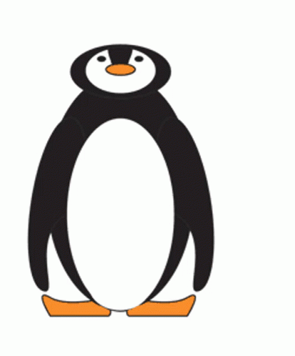 the penguin is standing with his head cocked