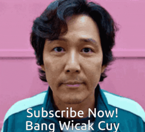 an asian man in a yellow jacket has a purple background and says subscribe now bang wick guy