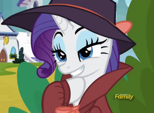 a cute little pony with a big hat on