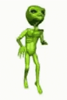 green cartoon character on a white background