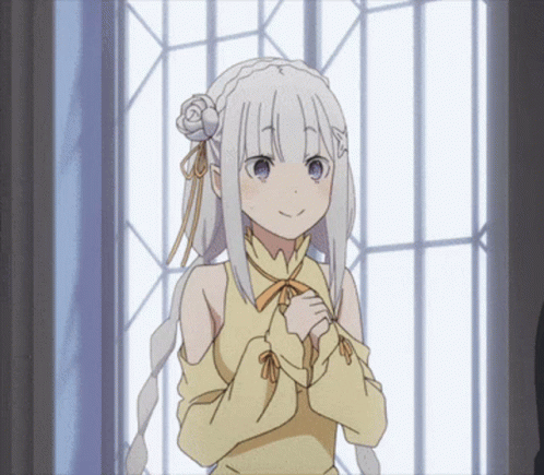 an anime girl standing near the window