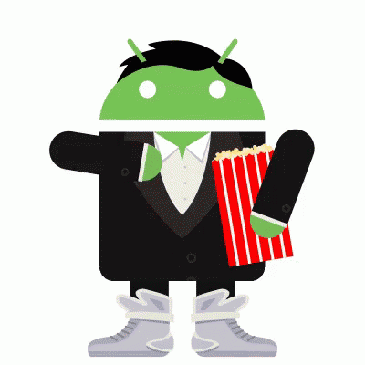 the green and black android character is holding a box
