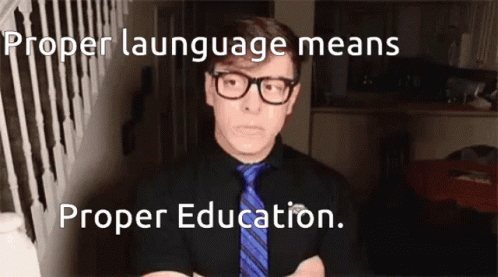 a person with glasses has a large amount of language