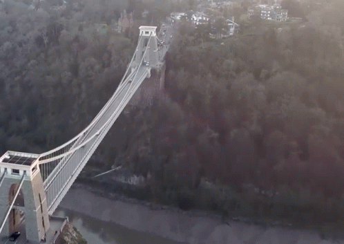 a po taken from above of a suspension bridge