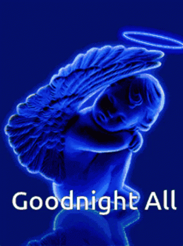 a red angel with a halo on it's head and a good night all message