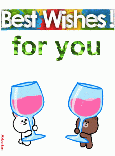 a card with the words best wishes for you and an illustration of two glasses