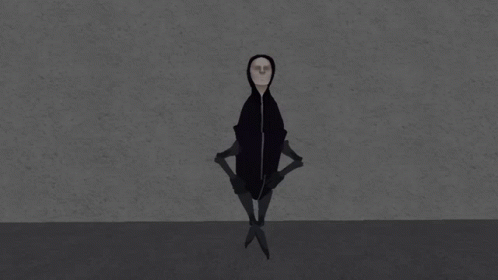 an animated representation of a person standing with their hands on the hips