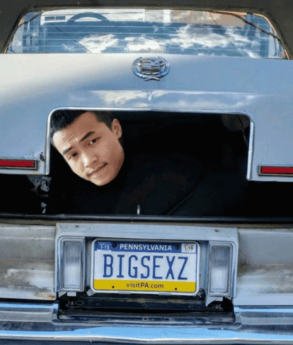 a car with a license plate that reads bigsex