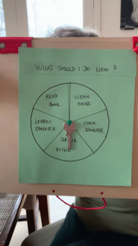 a person holding up a post - it notes with a clock on it