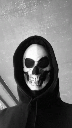 a person in a skeleton suit with a hood