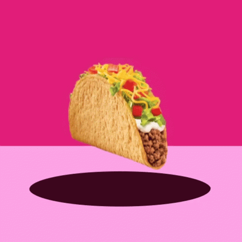 a burrito flying from a pink and purple background