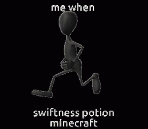 a man running towards the words that read'mean when swiftness fiction minecraft