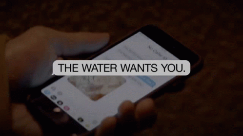 hand holding up a smart phone with the text, the water wants you