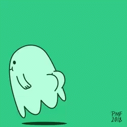 an image of a ghost character on a green background