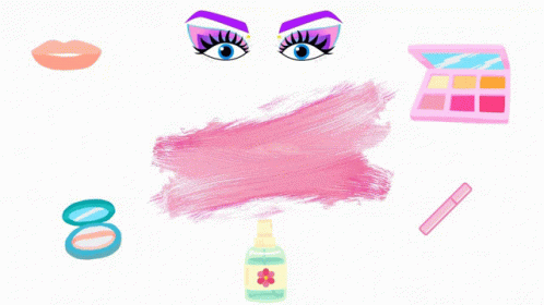 a purple background with cosmetics and eyeliners
