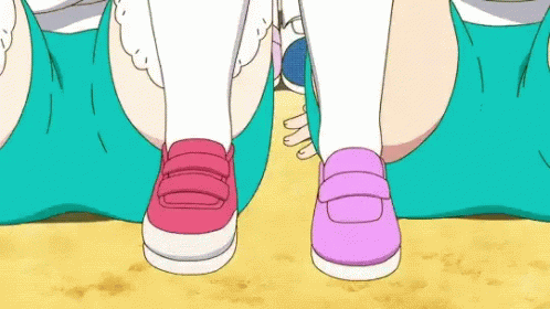 a cartoon picture of the legs of a girl and two others