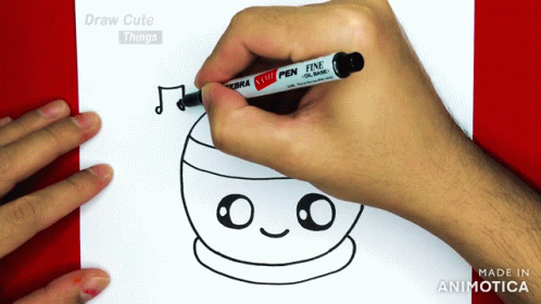 a person is drawing a bowl with markers