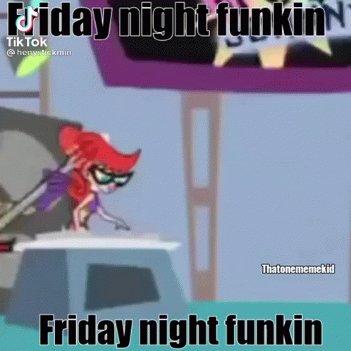 a cartoon with text and an image of friday night funkin