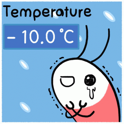 cartoon character with a temperature sign on a white background